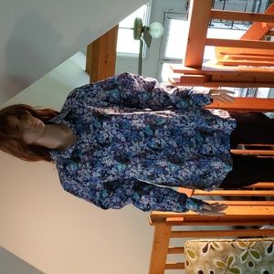 Womans Eton multiple colored  floral button down shirt